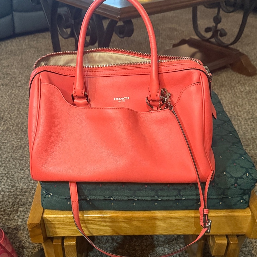 Coach Women's Vibrant Coral Satchel